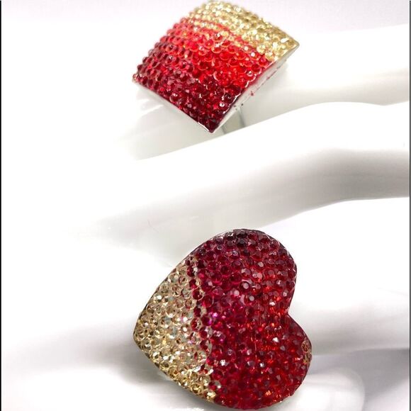 Set of 2 red ombre rings - Picture 2 of 4